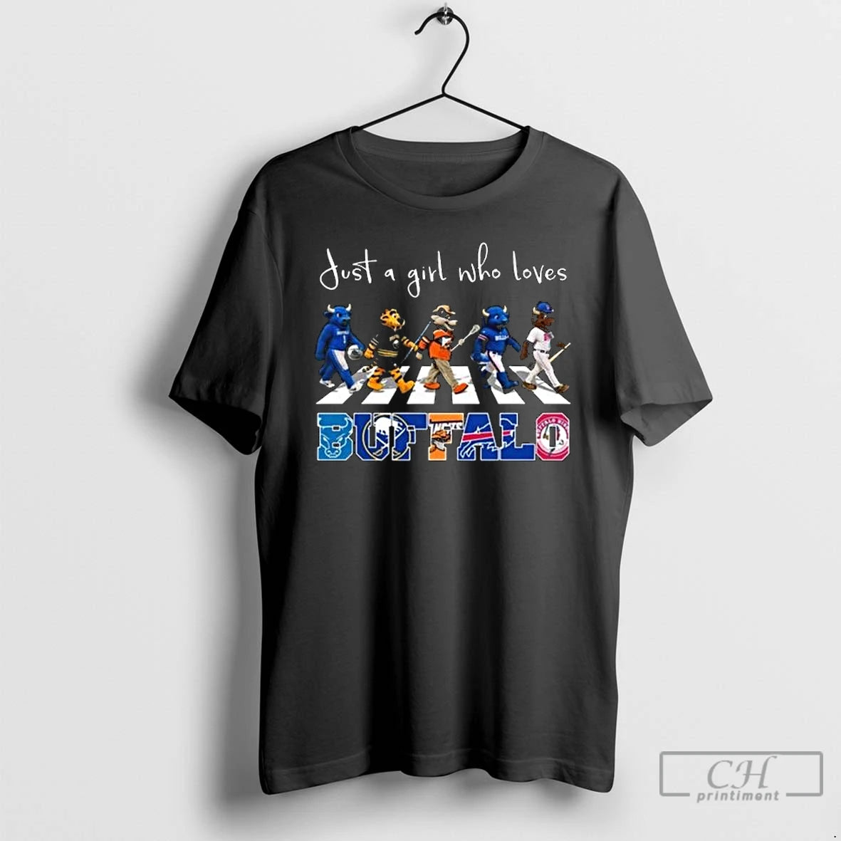 Classic Just A Girl Who Loves Mascot Buffalo City Sports All Team 2025 Long Sleve Shirt Hoodie Sweatshirt | PurePodTees.com