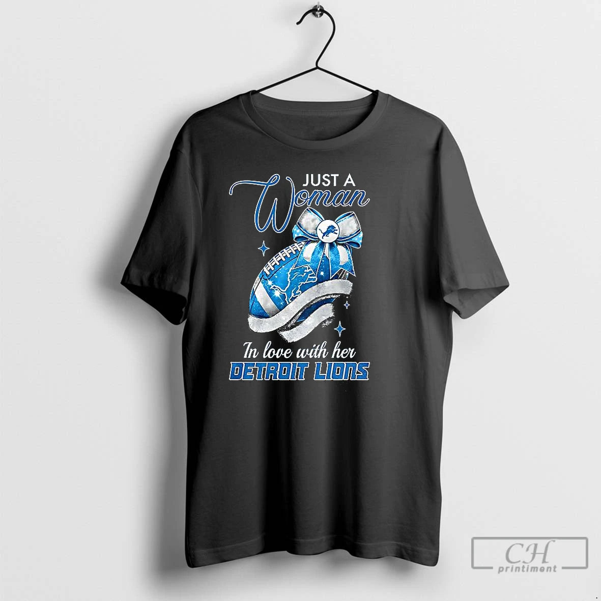 Classic Just A Woman In Love With Her Detroit Lions Logo T Shirts Hoodie Sweatshirt | PurePodTees.com