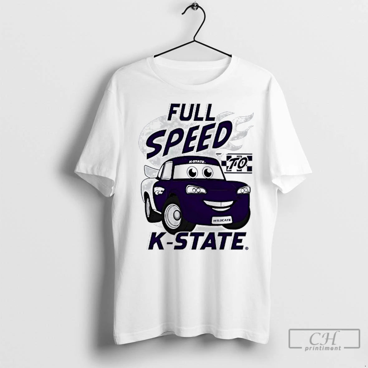 Classic K State Wildcats Full Speed Racing Style Lightning Mcqueen Shirt Hoodie Sweatshirt | PurePodTees.com