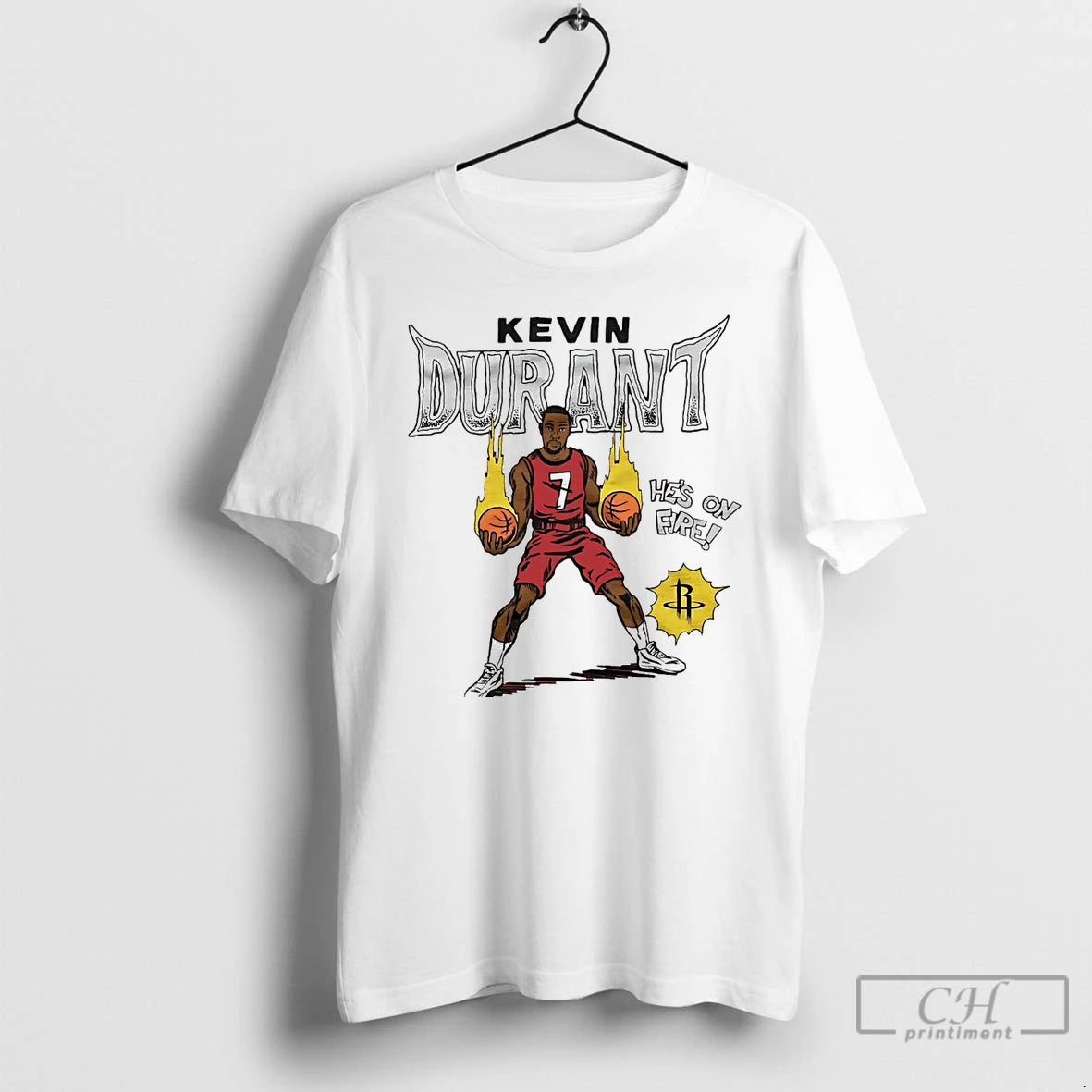 Classic Kevin Durant Hes On Fire Houston Rockets T Shirts Hoodie Sweatshirt | PurePodTees.com