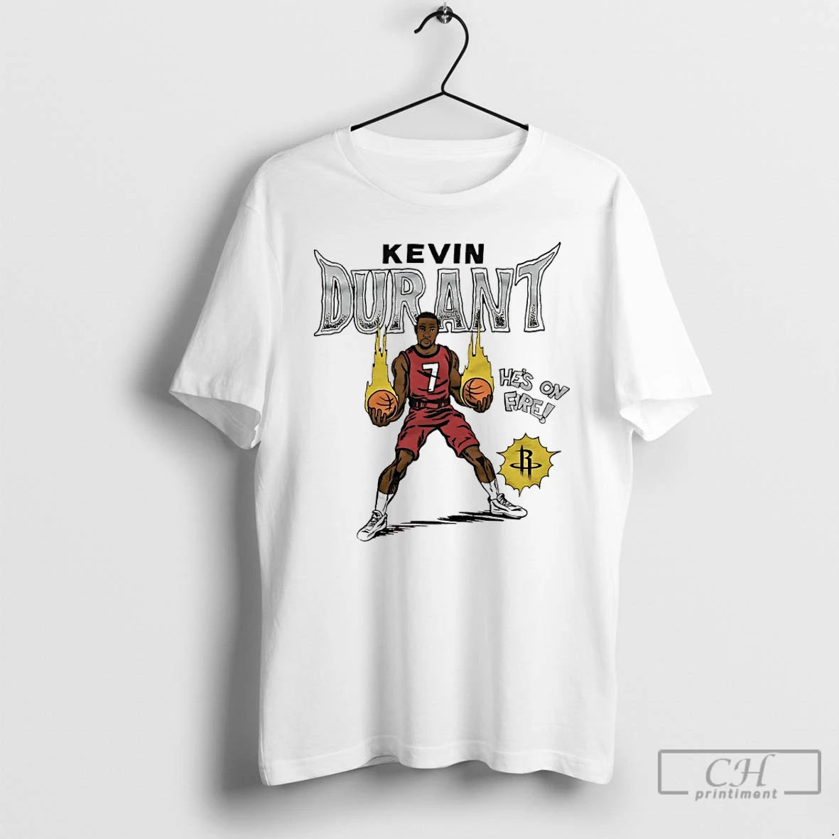 Classic Kevin Durant Hes On Fire Houston Rockets Comic T Shirts Hoodie Sweatshirt | PurePodTees.com