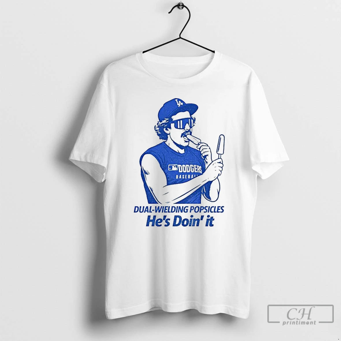 Classic Kike Hernandez Dual Wielding Popsicles Hes Doin It Funny Shirt Hoodie Sweatshirt | PurePodTees.com