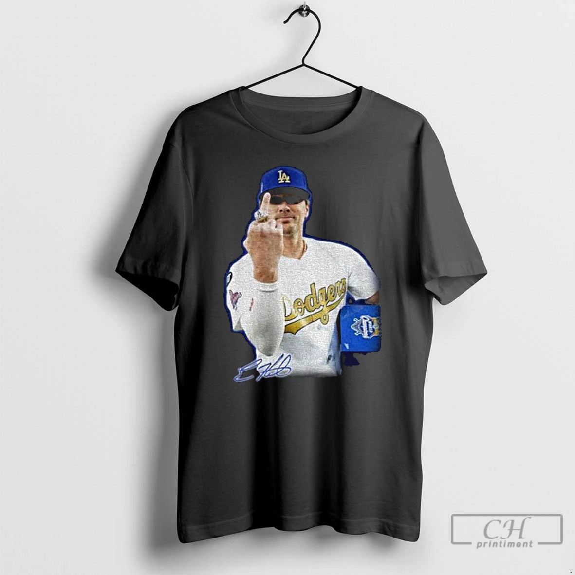 Classic Kike Hernandez Middle Finger Meme Signature Dodgers Champion T Shirts Hoodie Sweatshirt | PurePodTees.com