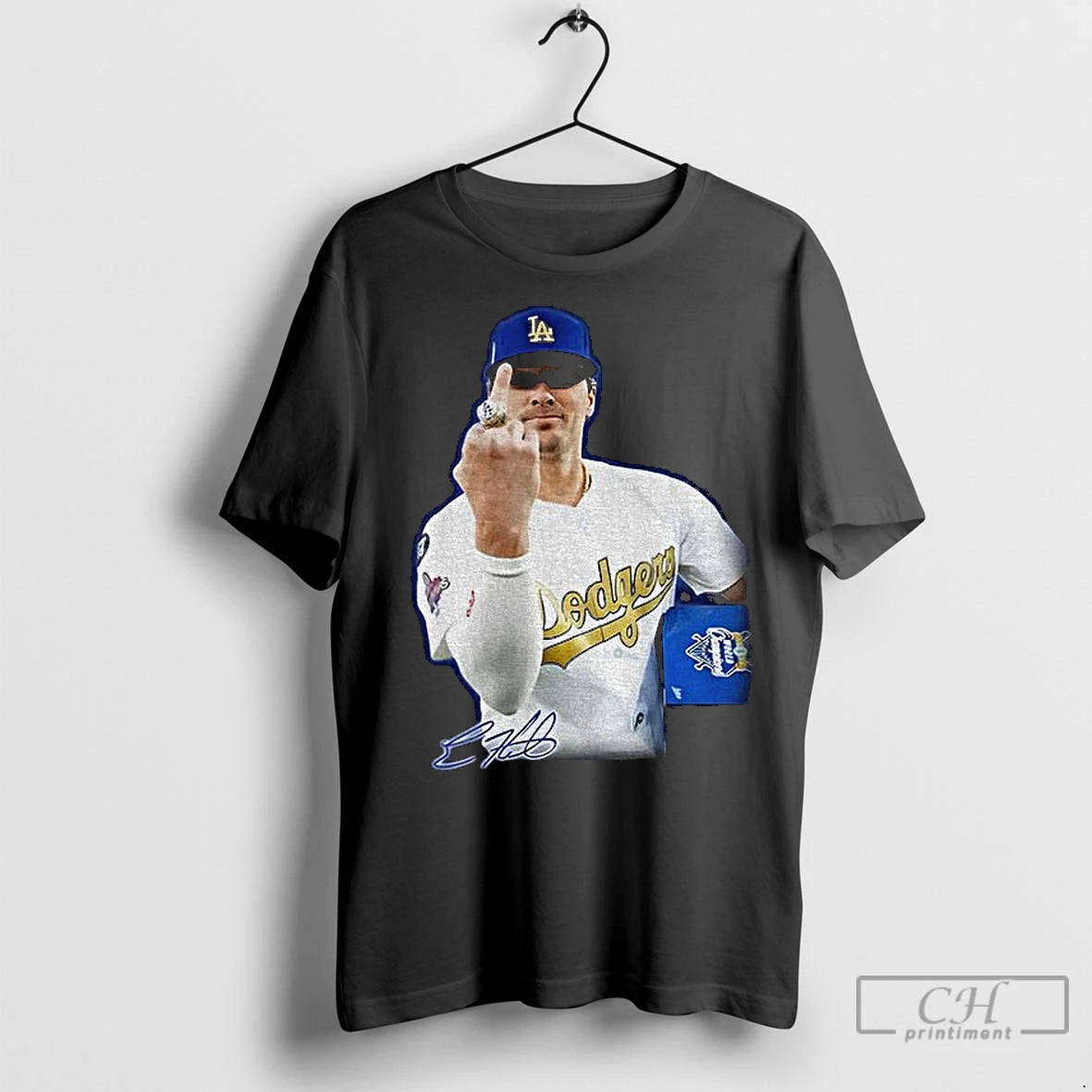 Classic Kike Hernandez Middle Finger Los Angeles Dodgers Mlb Baseball Meme Signature Shirt Hoodie Sweatshirt