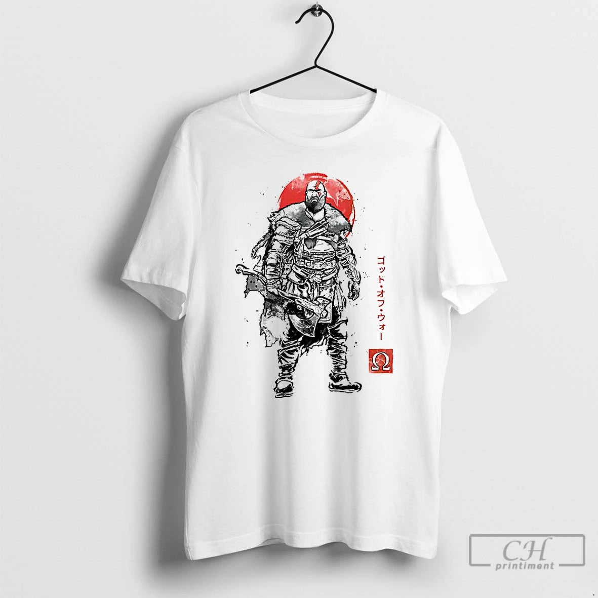 Classic Kratos God Of War Characters The Rustlord Eternal Sumi E Shirt Hoodie Sweatshirt | PurePodTees.com
