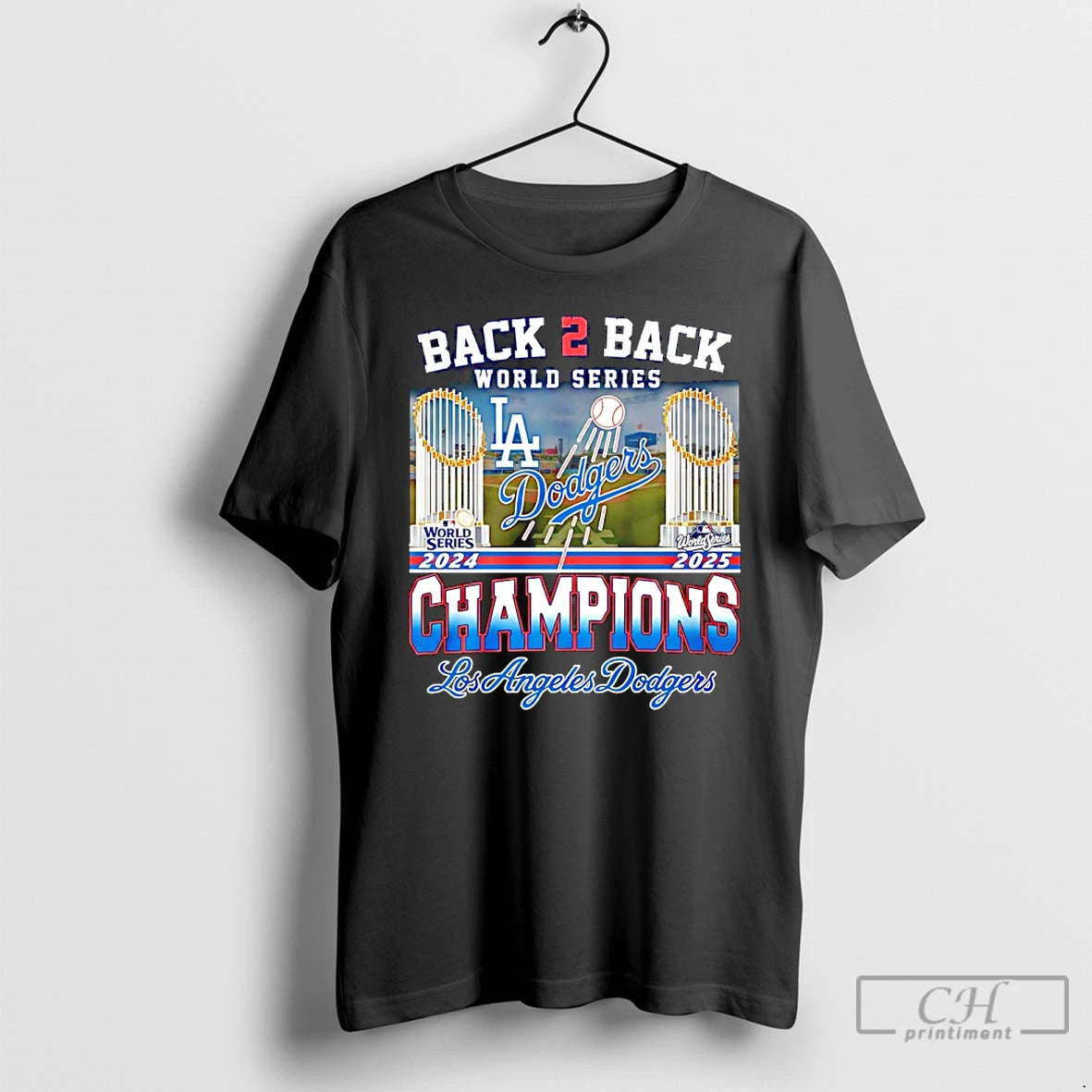 Classic La Dodgers Back To Back 2024 2025 World Series Champions Trophy T Shirts Hoodie Sweatshirt | PurePodTees.com