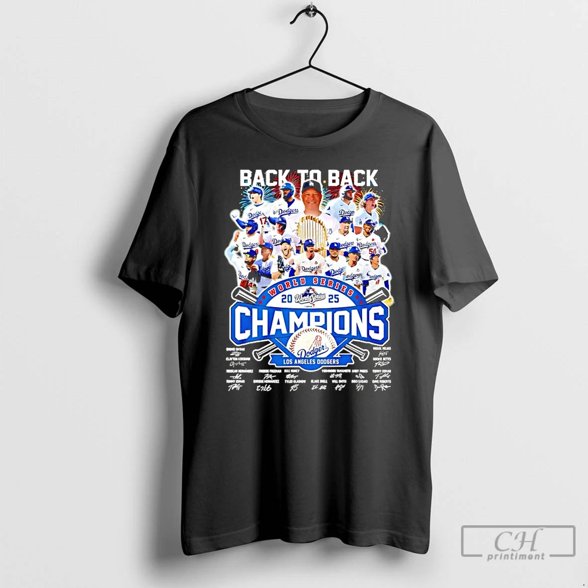 Classic La Dodgers Back To Back World Series Champions 2025 All Team Signature T Shirts Hoodie Sweatshirt | PurePodTees.com
