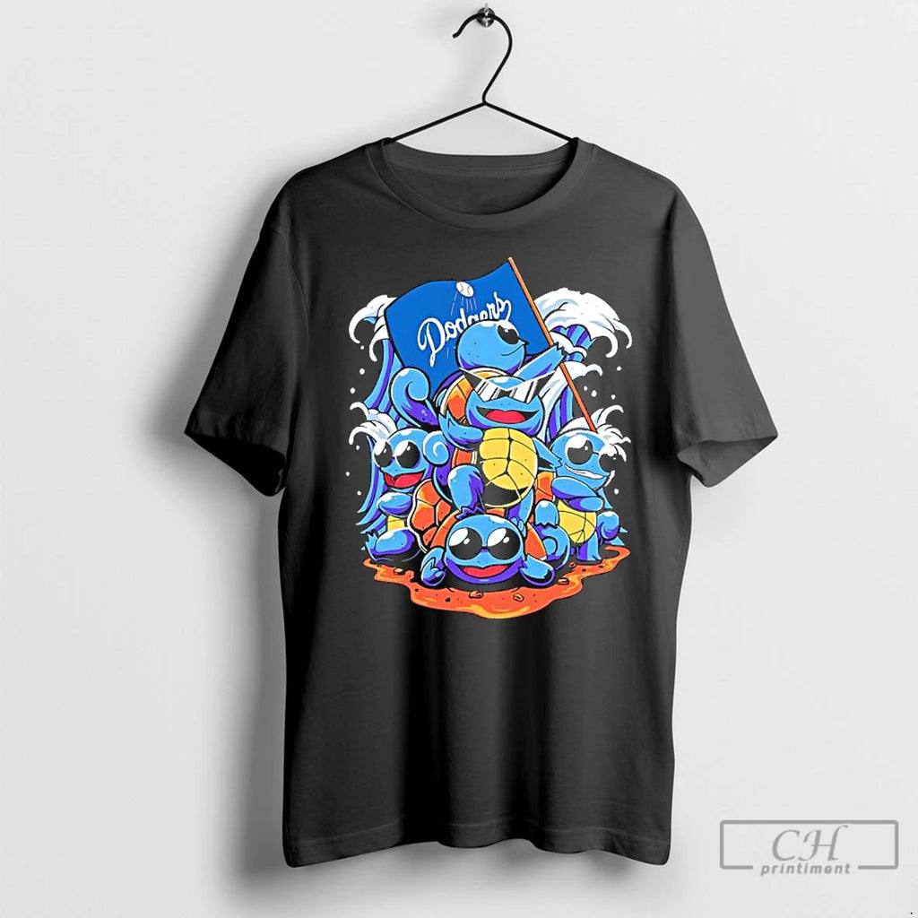 Classic La Dodgers X Squirtle Squad Characters Wins Shirt Hoodie Sweatshirt | PurePodTees.com