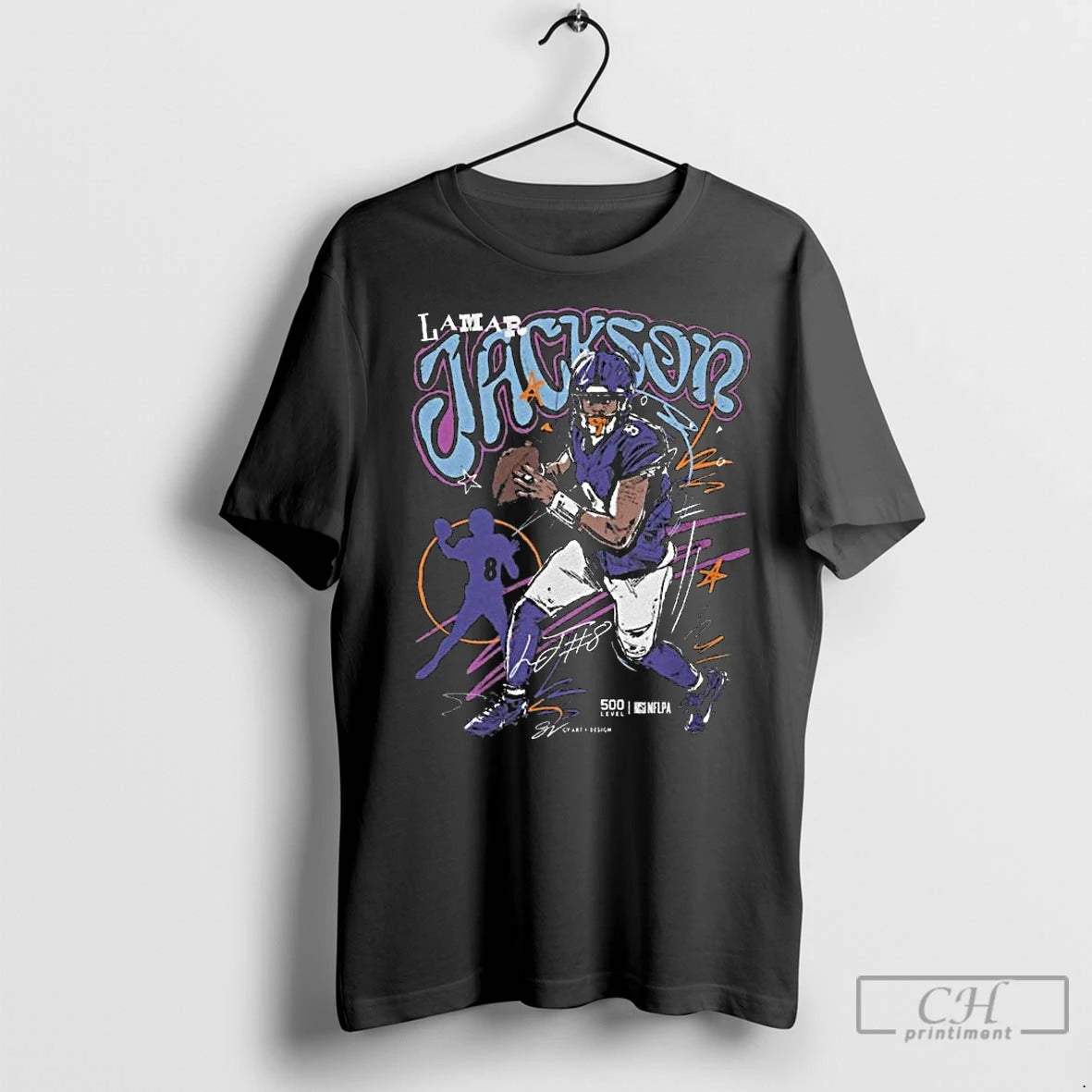 Classic Lamar Jackson Baltimore Scribble Signature Long Sleve Shirt Hoodie Sweatshirt | PurePodTees.com