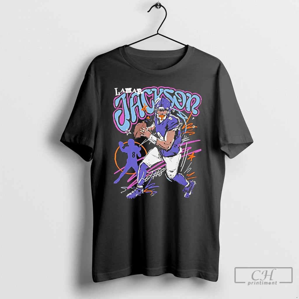 Classic Lamar Jackson Scribble Baltimore Ravens T Shirts Hoodie Sweatshirt | PurePodTees.com