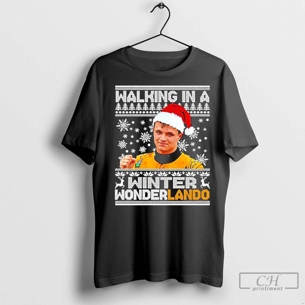Classic Lando Norris Christmas Walking In A Winter Wonderlando Graphic Shirt Hoodie Sweatshirt | PurePodTees.com
