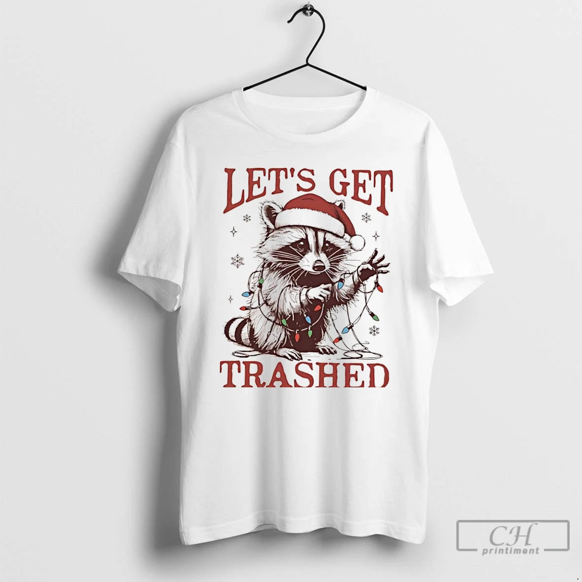 Classic Lets Get Trashed Christmas Raccoon T Shirts Hoodie Sweatshirt | PurePodTees.com