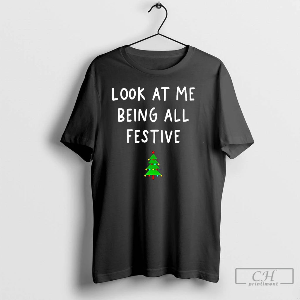 Classic Look At Me Being All Festive Christmas Tree Shirt Hoodie Sweatshirt | PurePodTees.com