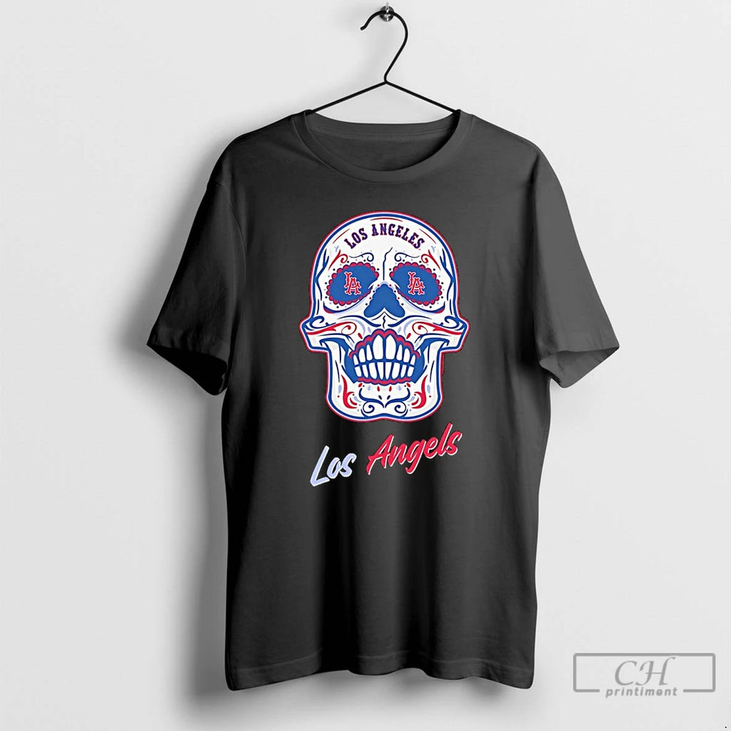 Classic Los Angeles Angels Sugar Skull Boxy Shirt Hoodie Sweatshirt | PurePodTees.com