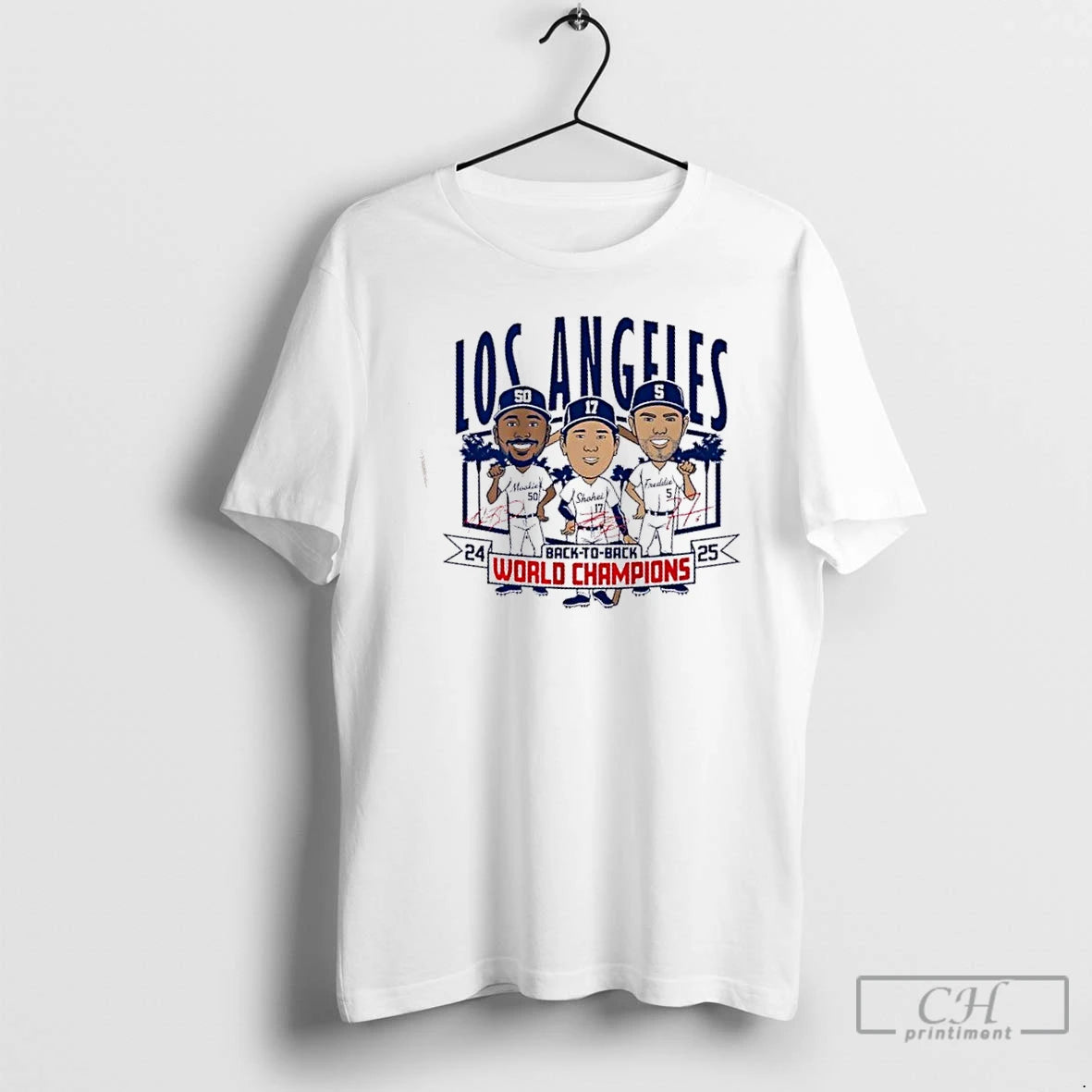 Classic Los Angeles Baseball Kershaw Shohei Freddie Back To Back World Champs Caricatures T Shirts Hoodie Sweatshirt