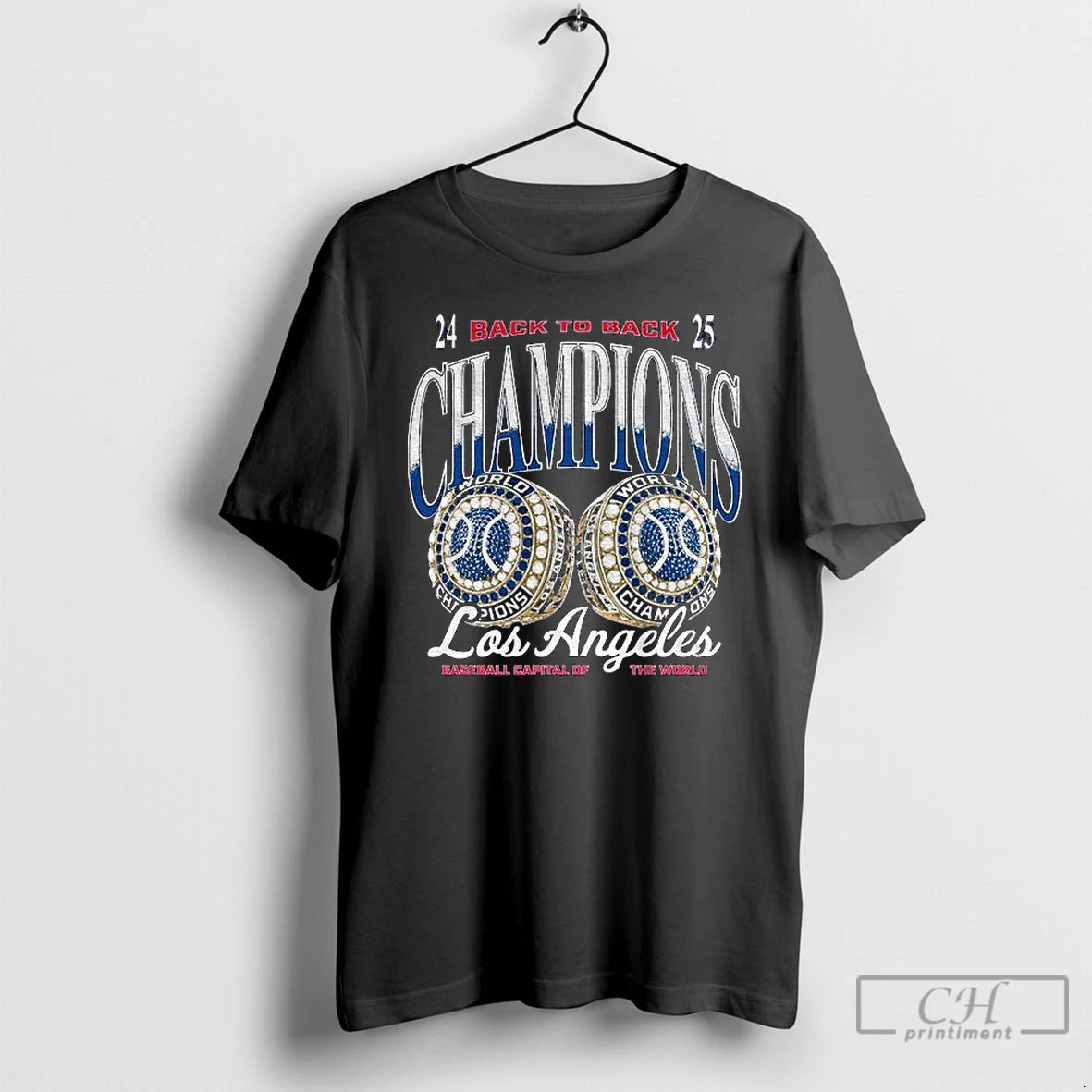Classic Los Angeles Dodgers 2024 2025 Back To Back World Series Champions Ring T Shirts Hoodie Sweatshirt | PurePodTees.com