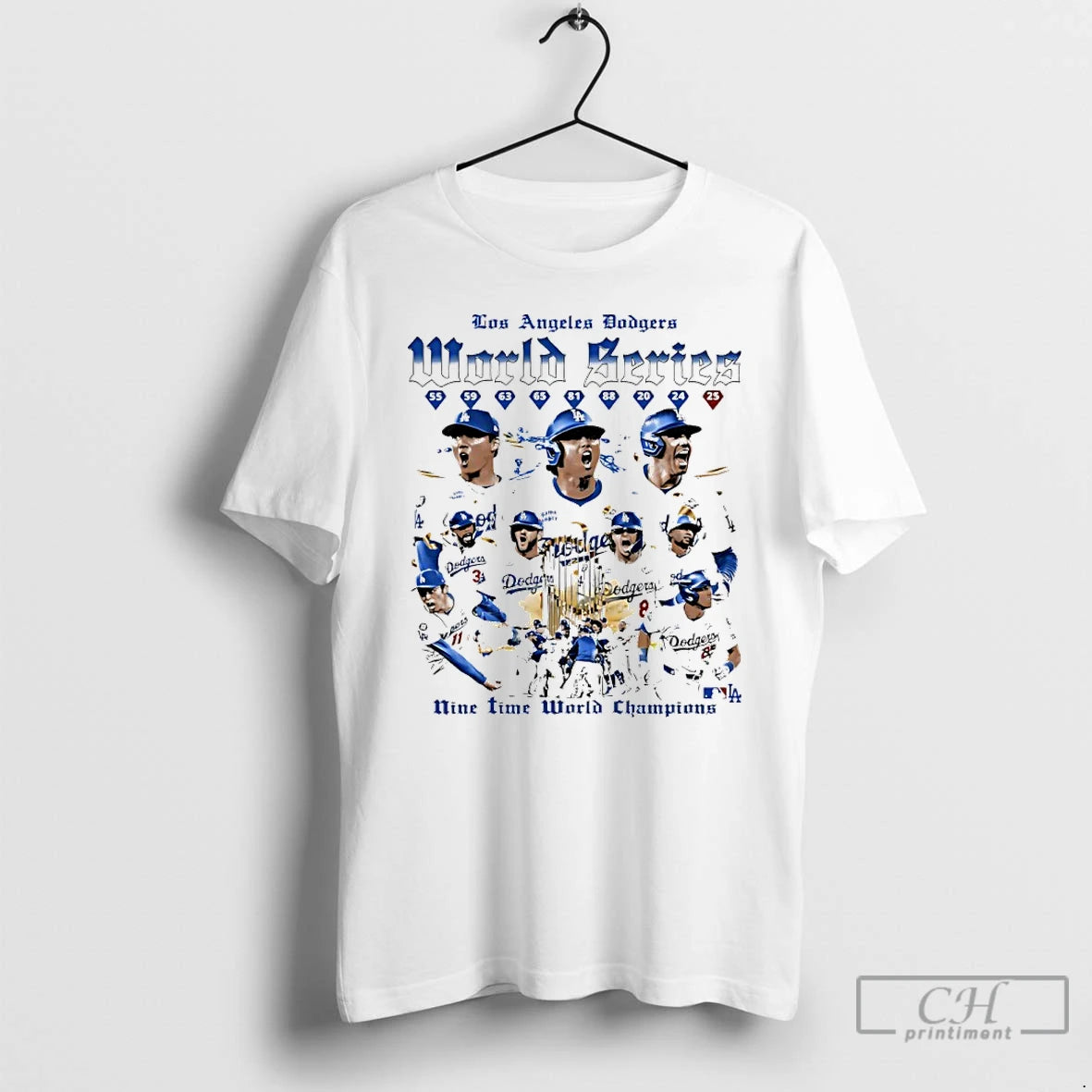 Classic Los Angeles Dodgers 2025 9x Time World Series Champions Trophies Shirt Hoodie Sweatshirt | PurePodTees.com