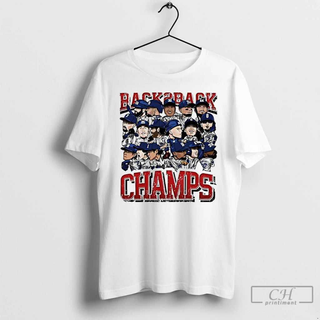 Classic Los Angeles Dodgers 2025 Back 2 Back Champs Players Cartoon T Shirts Hoodie Sweatshirt | PurePodTees.com