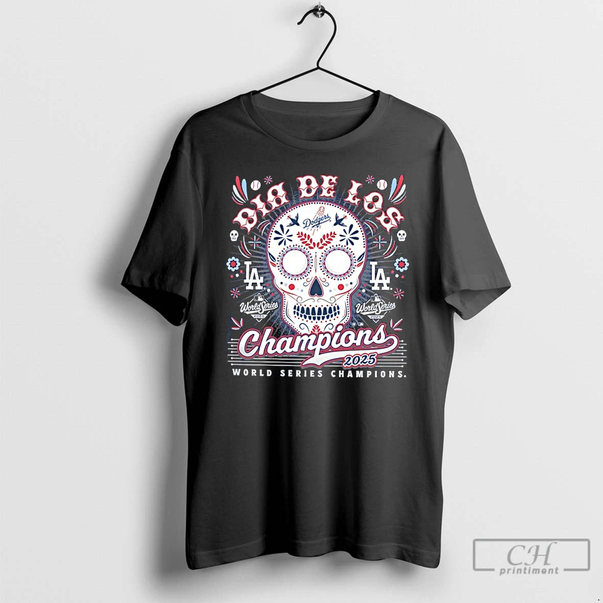 Classic Los Angeles Dodgers 2025 World Series Champions Dia De Los Skull T Shirts Hoodie Sweatshirt | PurePodTees.com