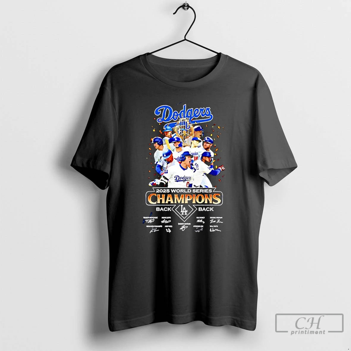 Classic Los Angeles Dodgers 2025 World Series Champions Back La Back Signatures T Shirts Hoodie Sweatshirt | PurePodTees.com