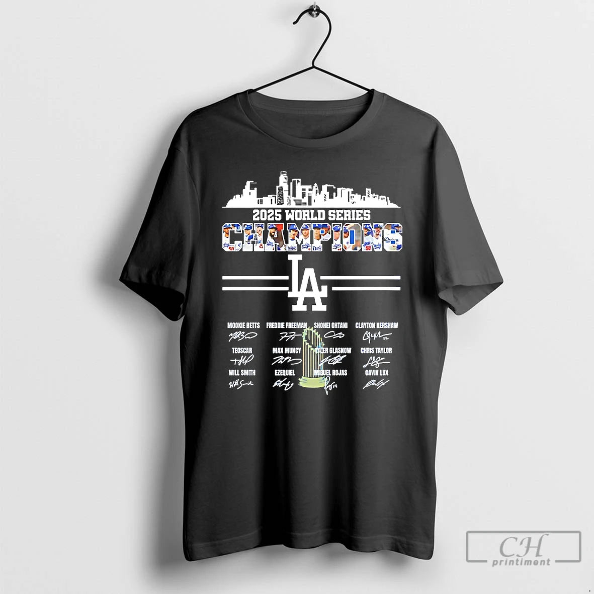 Classic Los Angeles Dodgers 2025 World Series Champions Team Name Signature T Shirts Hoodie Sweatshirt | PurePodTees.com