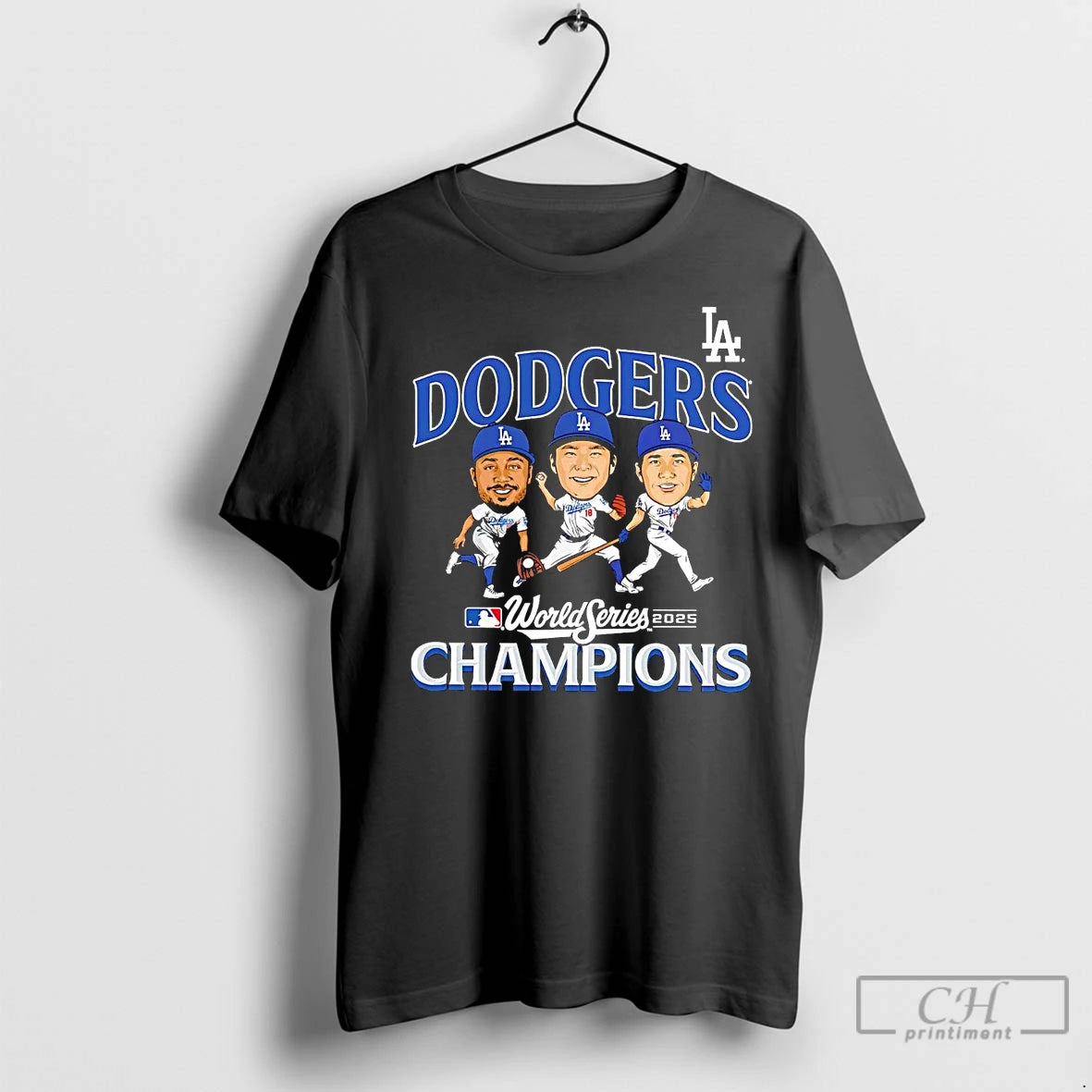 Classic Los Angeles Dodgers 2025 World Series Champions Trio Caricature Shirt Hoodie Sweatshirt | PurePodTees.com