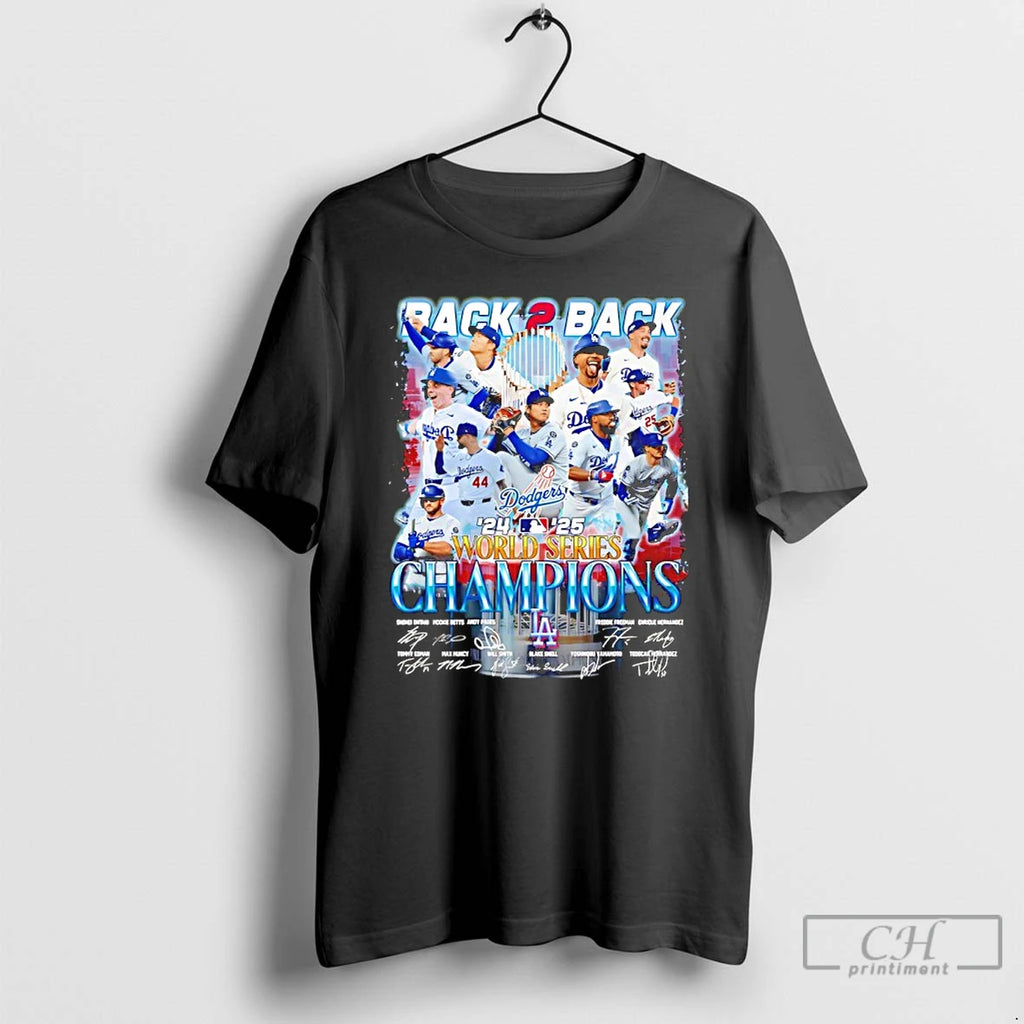 Classic Los Angeles Dodgers 24 25 World Series Champions Signatures T Shirts Hoodie Sweatshirt | PurePodTees.com