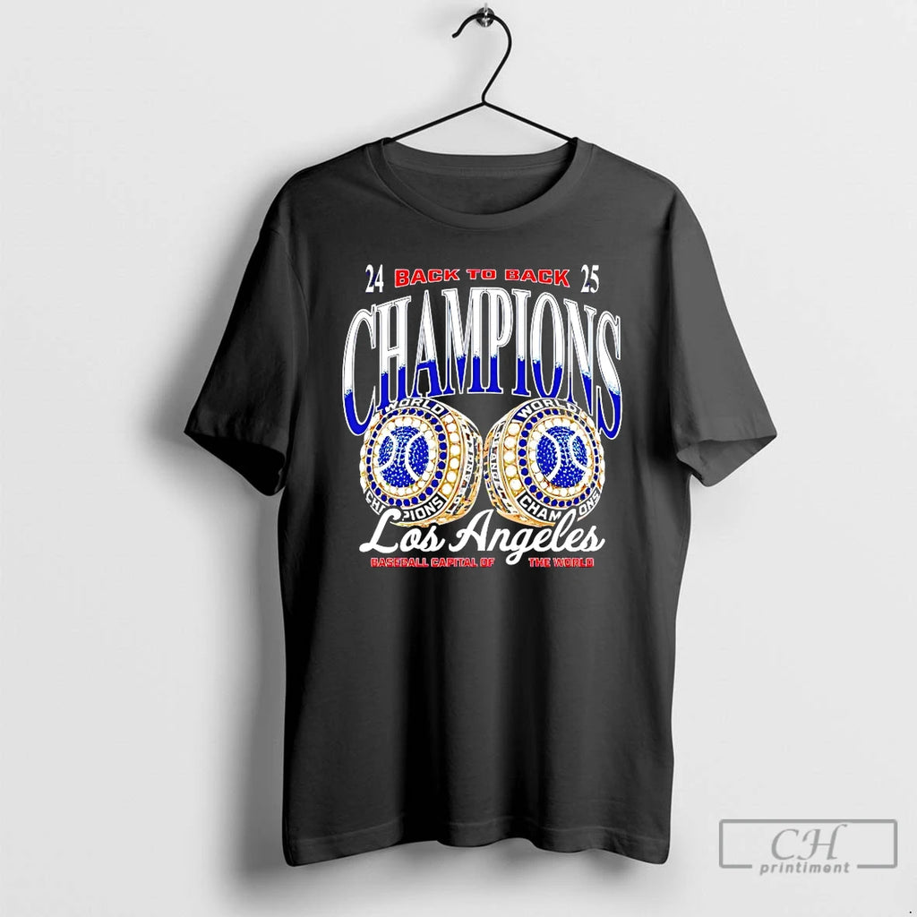 Classic Los Angeles Dodgers Back To Back 2024 2025 World Baseball Champions Rings T Shirts Hoodie Sweatshirt