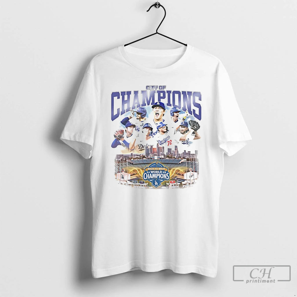 Classic Los Angeles Dodgers City Of Champions Back To Back 2024 2025 World Champions Shirt Hoodie Sweatshirt