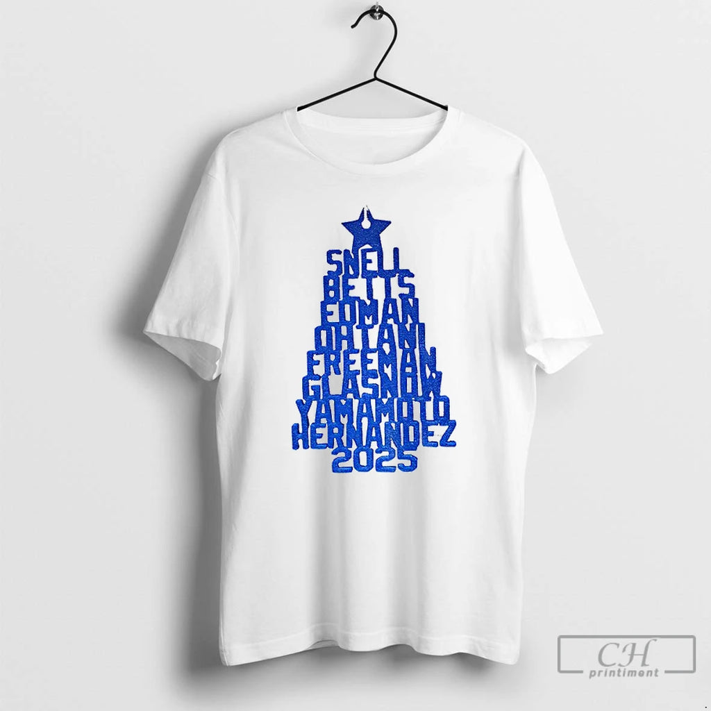 Classic Los Angeles Dodgers Mlb Baseball Snell Betts Freeman Ohtani Freeman Glasnow Christmas Tree 2025 Shirt Hoodie...