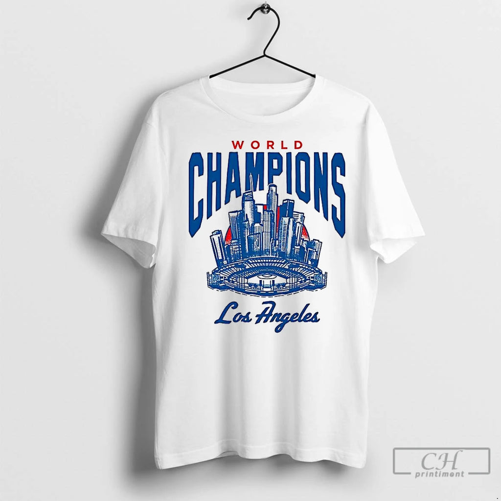 Classic Los Angeles Dodgers Skyline 2025 World Series Champions Shirt Hoodie Sweatshirt | PurePodTees.com