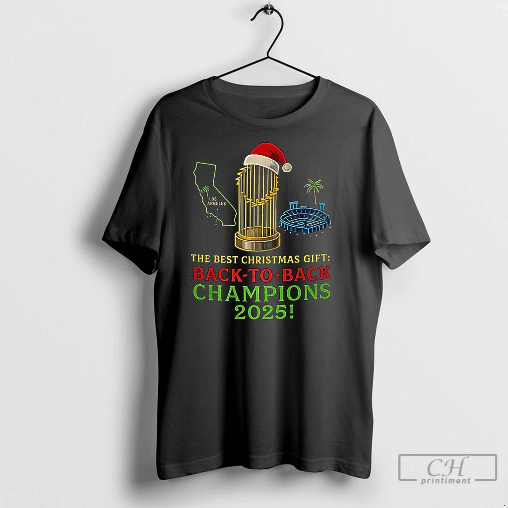 Classic Los Angeles Dodgers Trophy The Best Christmas Gift Back To Back Champions 2025 Shirt Hoodie Sweatshirt