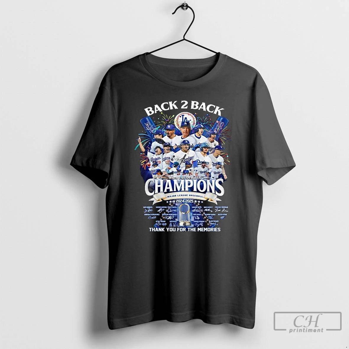 Classic Los Angeles Dodgers World Series 2024 2025 Back 2 Back Champions Signatures Long Sleve Shirt Hoodie Sweatshirt