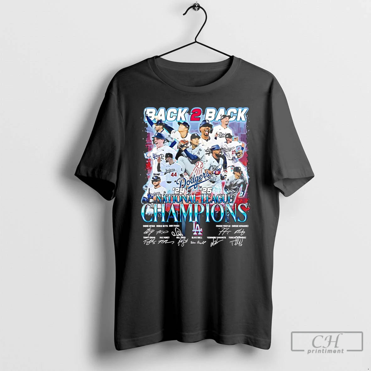 Classic Los Angeles Dodgers Back 2 Back National League Champions Team Players T Shirts Hoodie Sweatshirt | PurePodTees.com