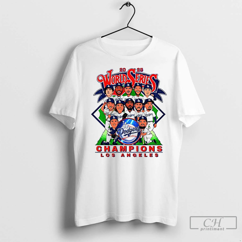 Classic Los Angeles Dodgers Cartoon All Team World Series Champions 2025 Shirt Hoodie Sweatshirt | PurePodTees.com