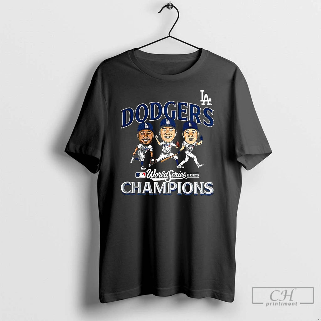 Classic Los Angeles Dodgers Player Caricature 2025 World Series Champions Shirt Hoodie Sweatshirt | PurePodTees.com