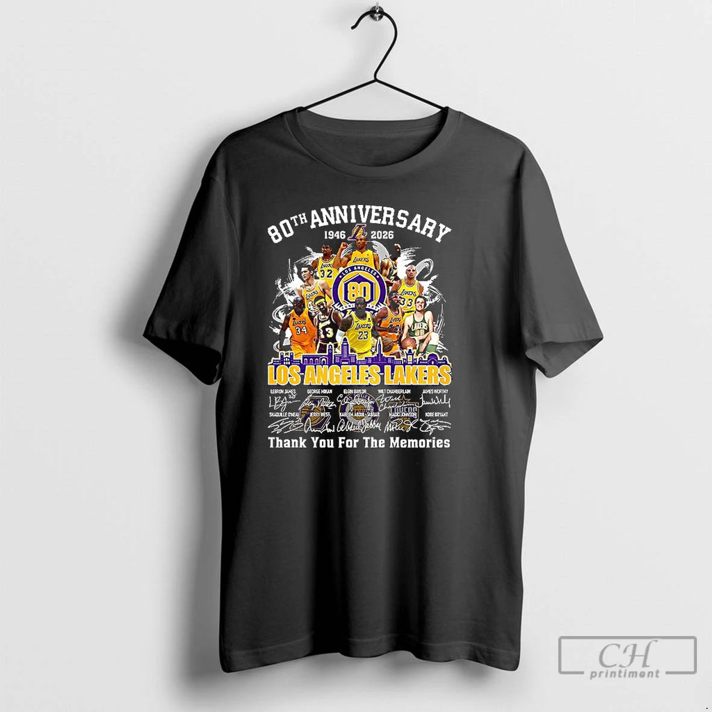 Classic Los Angeles Lakers 80th Anniversary Thank You For The Memories Player Signature T Shirts Hoodie Sweatshirt