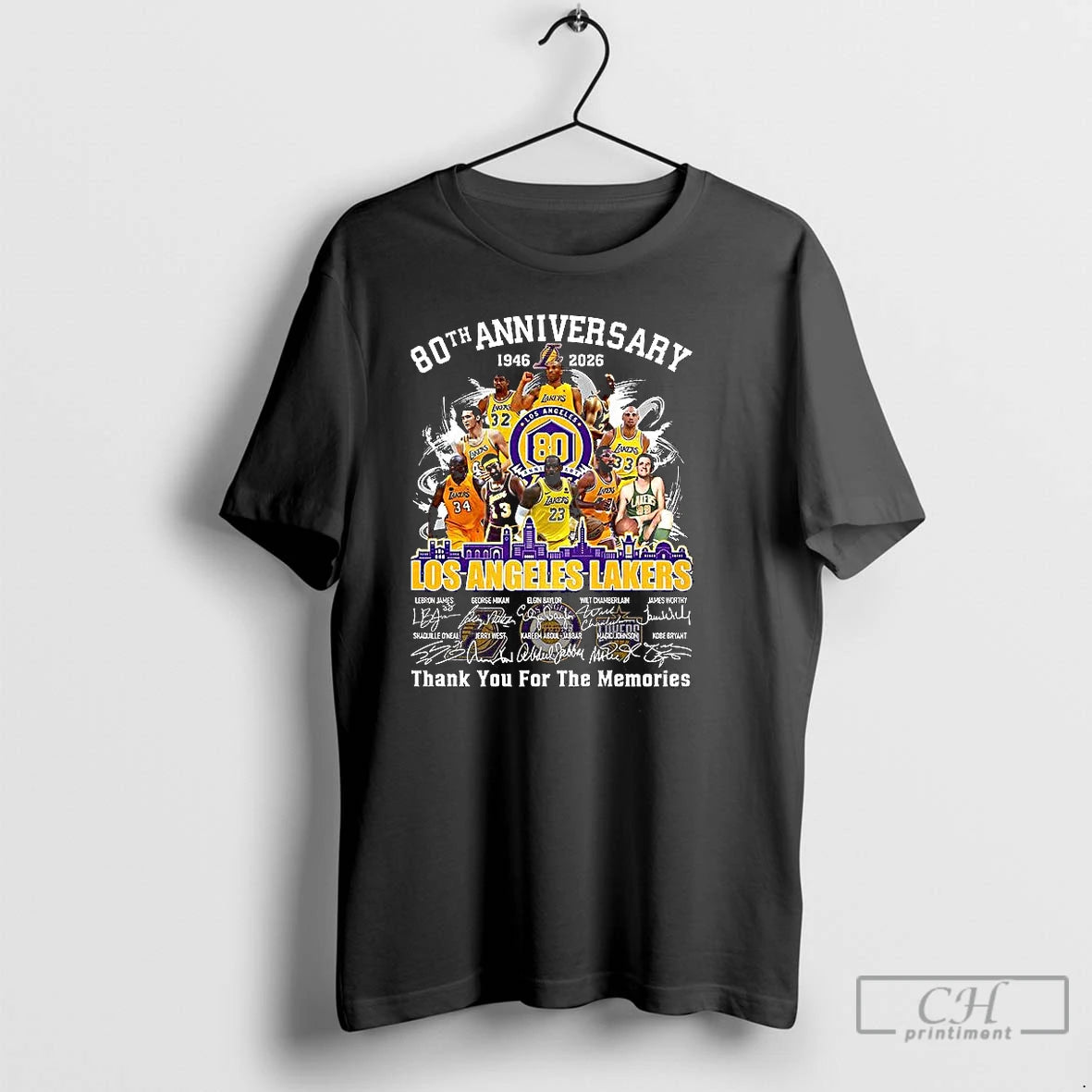 Classic Los Angeles Lakers 80th Anniversary Thank You For The Memories Player Signature T Shirts Hoodie Sweatshirt