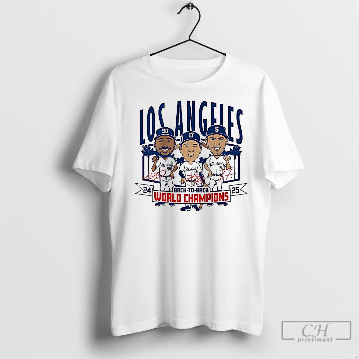 Classic Los Angeles Baseball Back To Back World Champs 2025 Caricatures Signature Shirt Hoodie Sweatshirt | PurePodTees.com