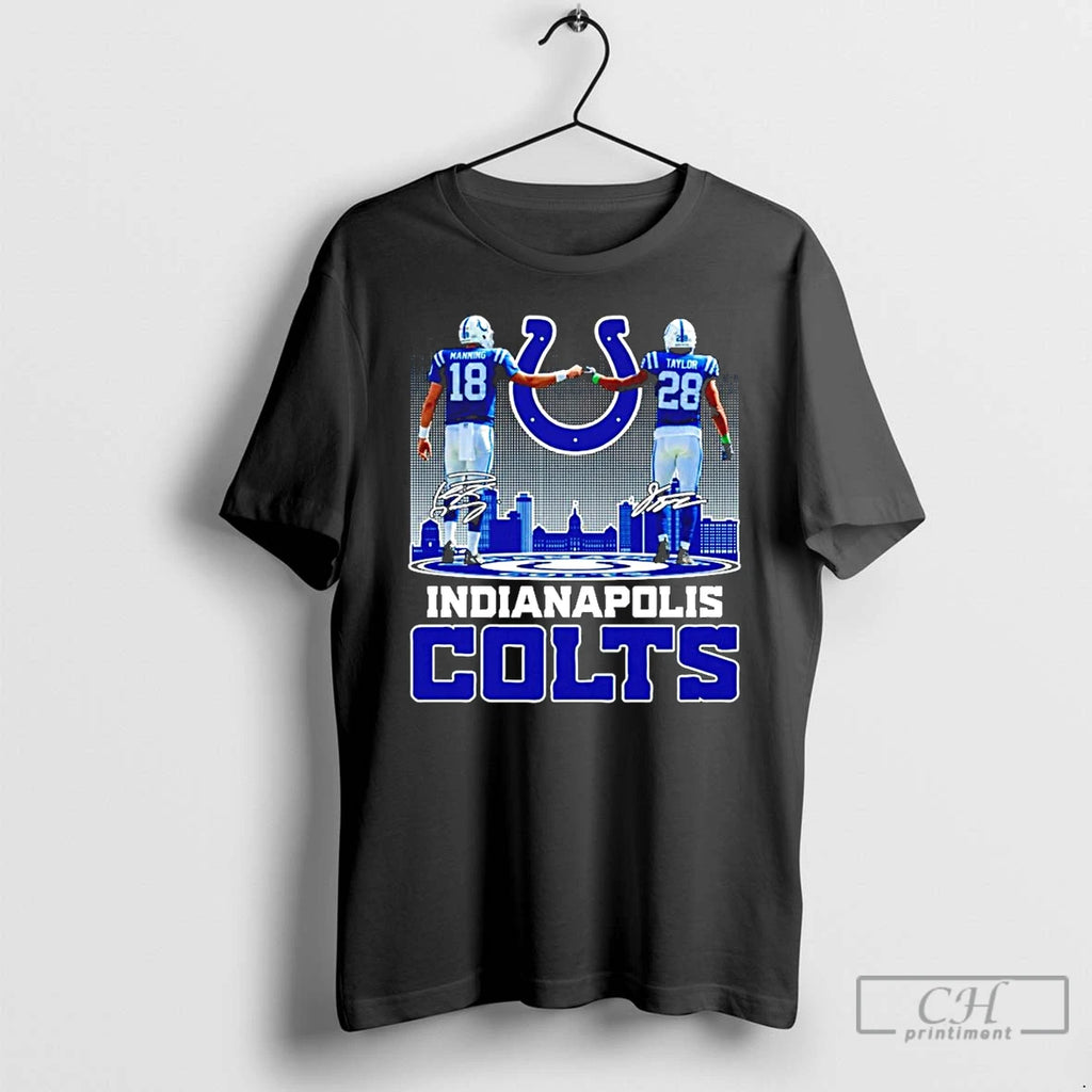 Classic Manning And Taylor Indianapolis Colts 2025 City Skyline Shirt Hoodie Sweatshirt | PurePodTees.com