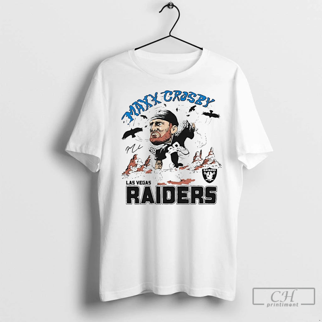 Classic Maxx Crosby Running Caricature Signature Raiders