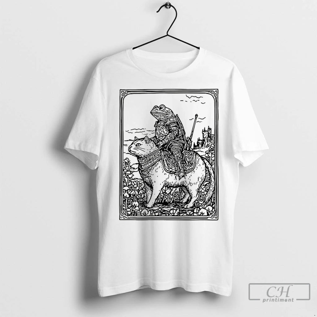 Classic Medieval Frog Knight On Cat Shirt Hoodie Sweatshirt | PurePodTees.com