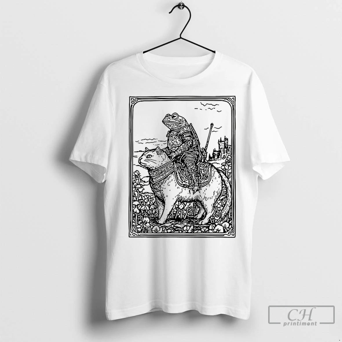Classic Medieval Frog Knight On Cat Shirt Hoodie Sweatshirt | PurePodTees.com