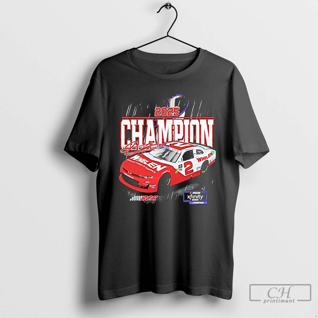 Classic Mens Jesse Love Jr Checkered Flag Sports Black 2025 Nascar Xfinity Series Champion Shirt Hoodie Sweatshirt