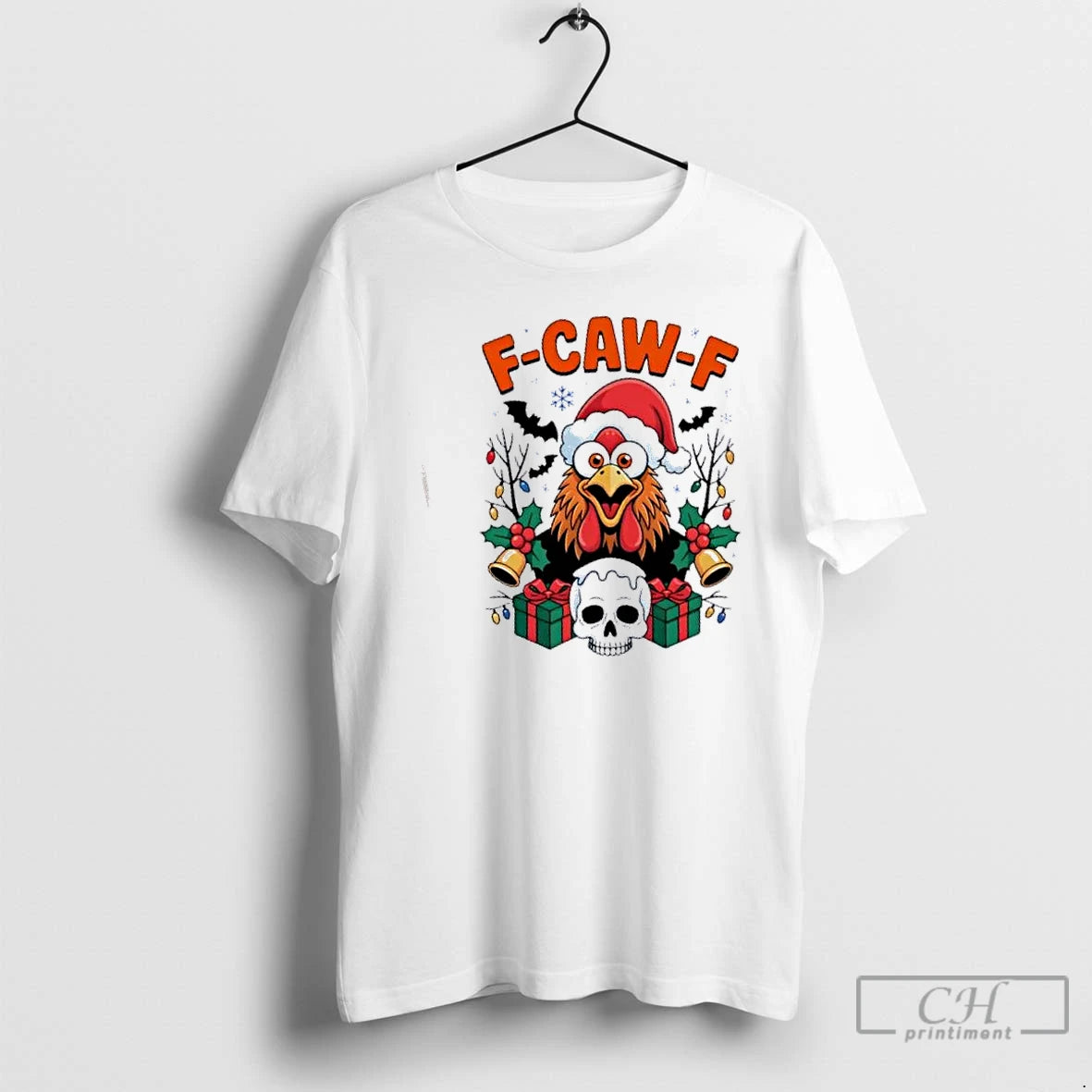 Classic Merry Christmas F Caw F Chicken Spooky Skull T Shirts Hoodie Sweatshirt | PurePodTees.com