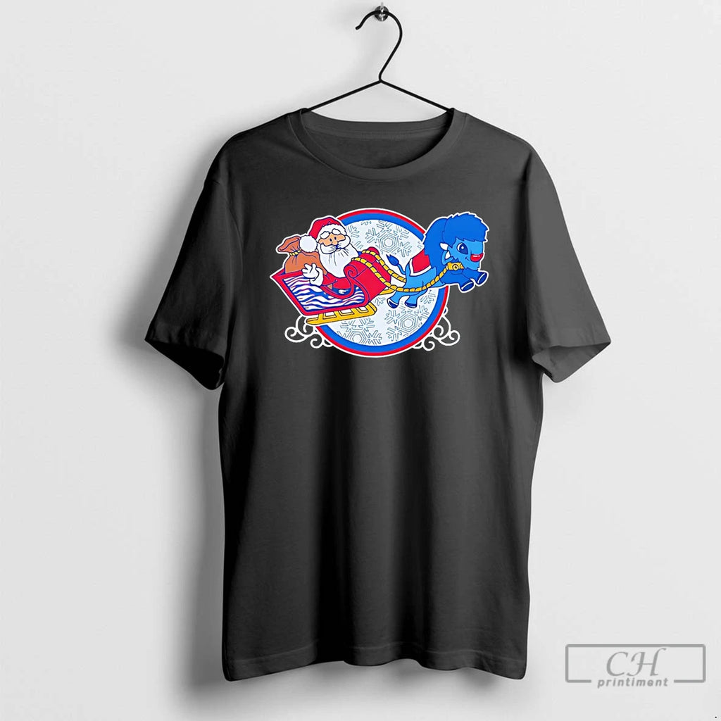 Classic Merry Christmas Santa Buffalo Sleigh T Shirts Hoodie Sweatshirt | PurePodTees.com