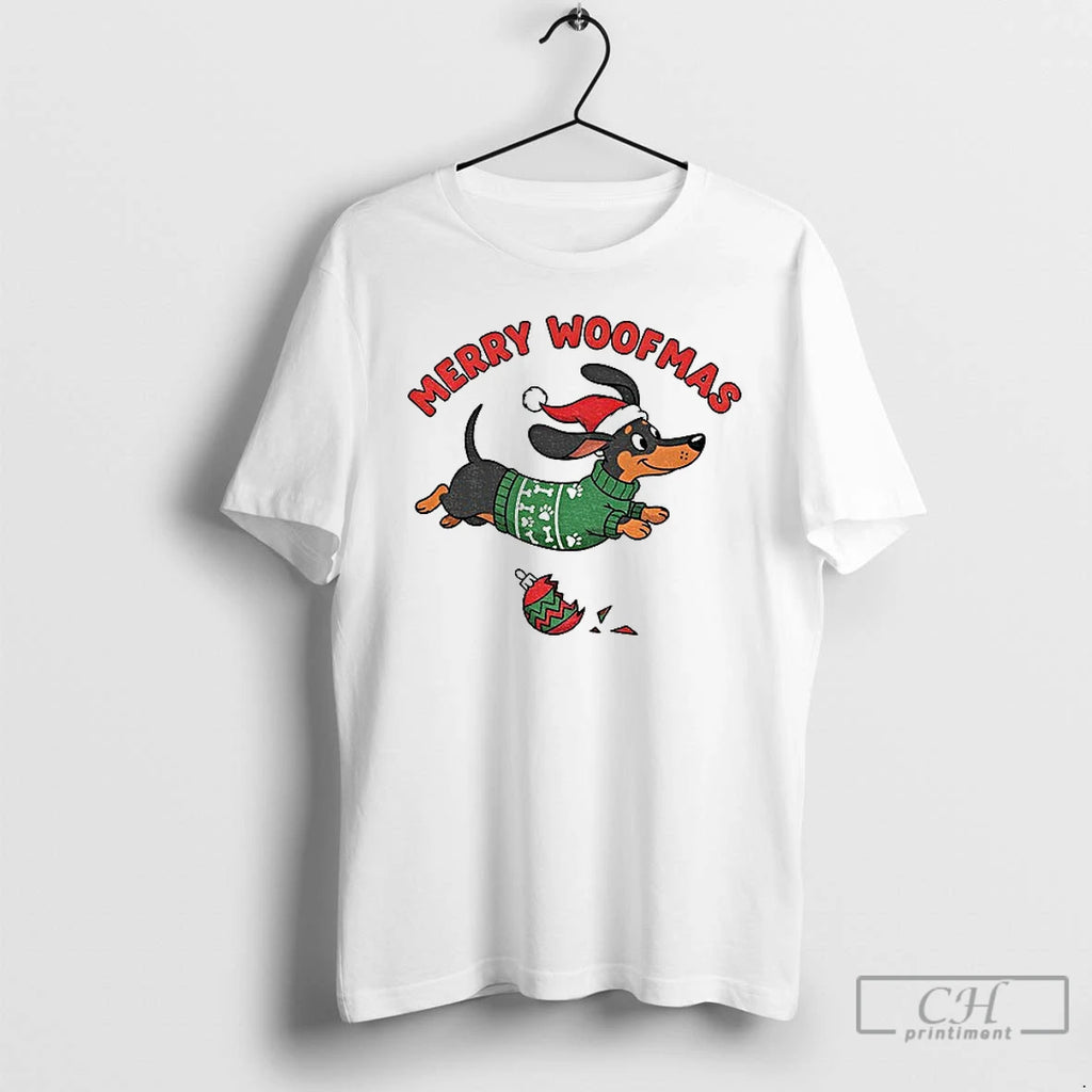 Classic Merry Woofmas Dachshund Christmas Shirt Hoodie Sweatshirt | PurePodTees.com