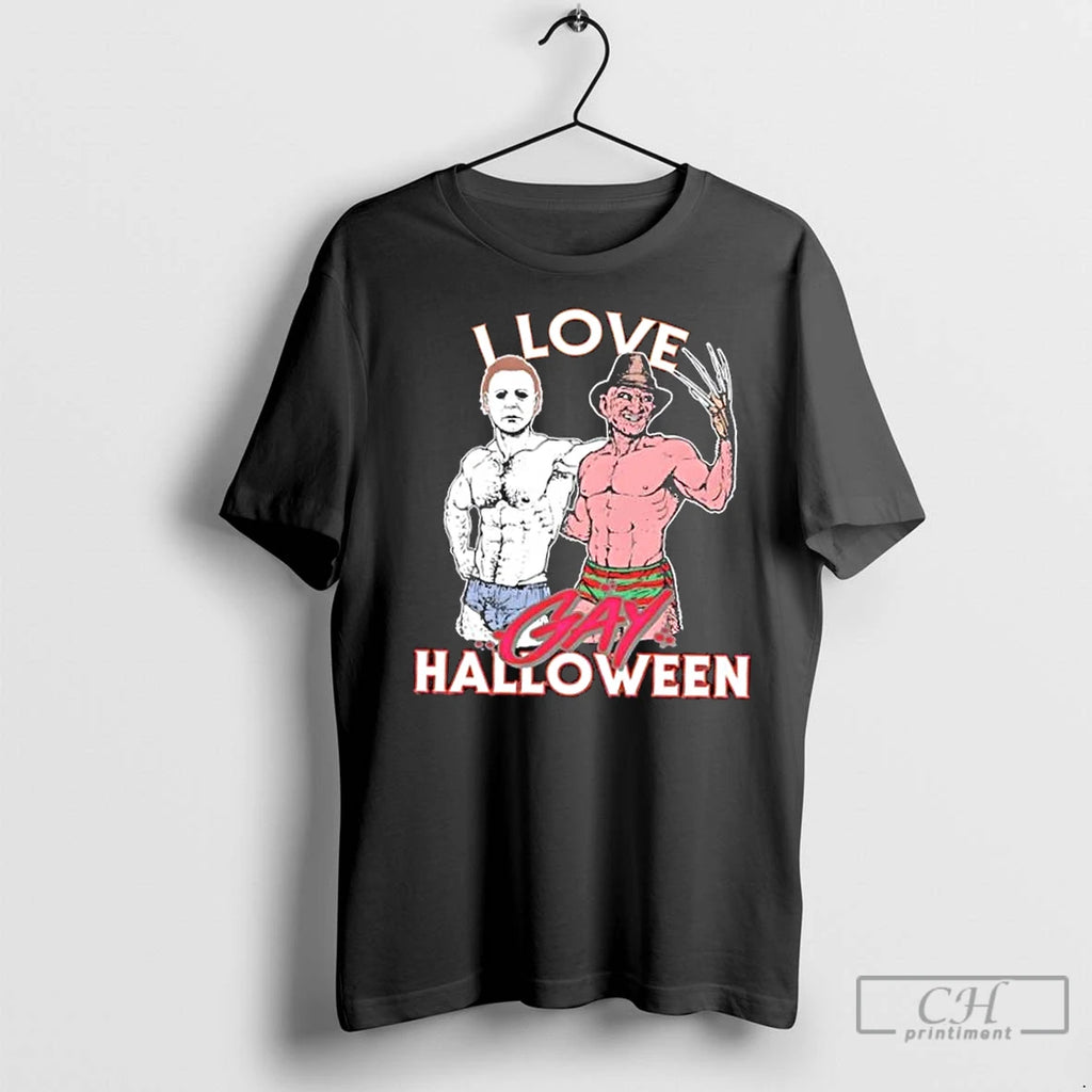 Classic Michael Myers X Freddy Krueger I Love Gay Halloween Shirt Hoodie Sweatshirt | PurePodTees.com