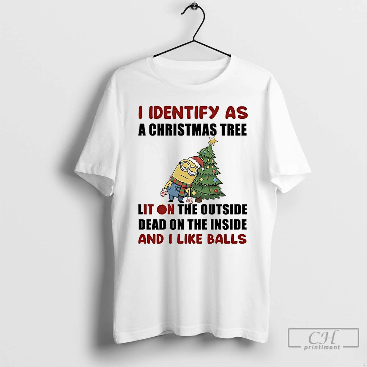 Classic Minions I Identify As A Christmas Tree Lit On The Outside Dead On The Shirt Hoodie Sweatshirt | PurePodTees.com