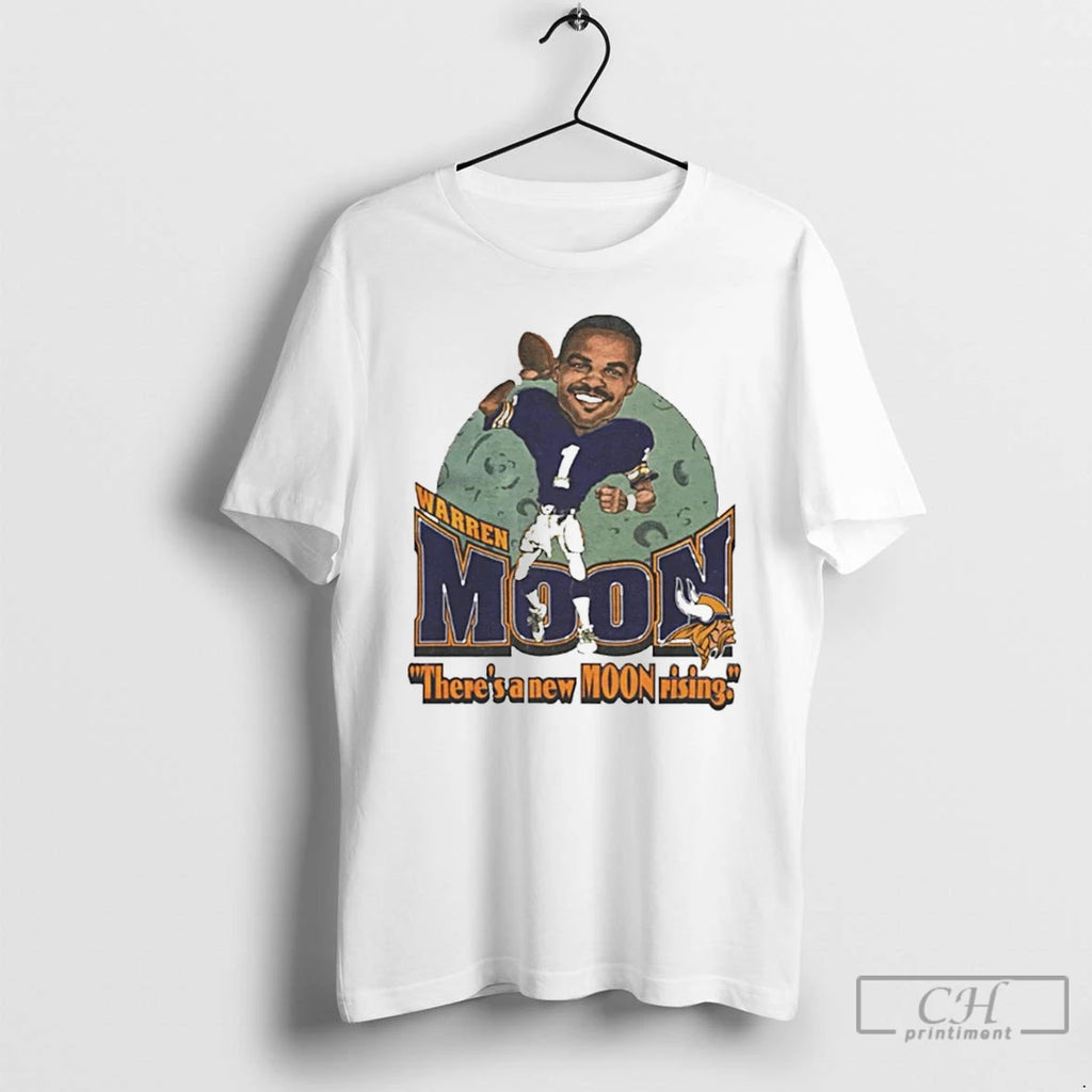 Classic Minnesota Vikings Warren Moon Theres A New Moon Rising Cartoon T Shirts Hoodie Sweatshirt | PurePodTees.com